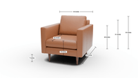 Wallace 34" Leather Untufted Arm Chair - Tribeca Lagoon