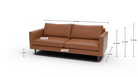 Wallace 85" Leather Untufted Sofa - Tribeca Scarlet