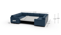 Track 141" Leather Corner Sofa Sleeper U Sectional - Tribeca Scarlet