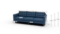Wallace 98" Leather Estate Sofa - Dimensions - Tribeca Cobalt