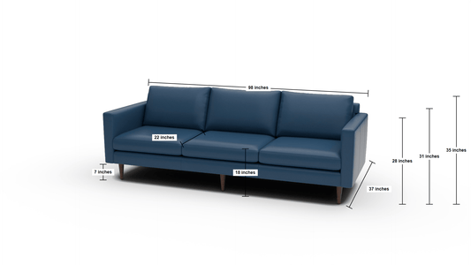 Wallace 98" Leather Untufted Estate Sofa - Clive Cinnamon