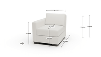 Track Leather Laf Chair - Dimensions - Tribeca Cream