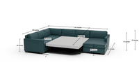 Track 141" Leather Corner Sectionals W. Full Sleeper & Right Chaise - Tribeca Scarlet