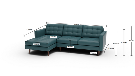 Wallace 98" Leather Left Chaise Sectional - Tribeca Scarlet