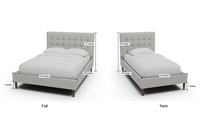 Wallace Tufted Full & Twin Bed - Dimensions - Villa Dove