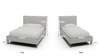 Wallace Untufted Full & Twin Bed - Dimensions - Villa Dove
