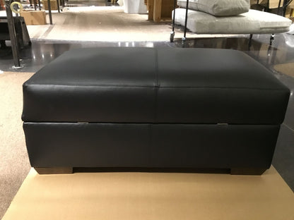 Mesa Leather Storage Ottoman - Tribeca Black