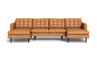 Wallace 126" Leather Double Chaise U Sectional -