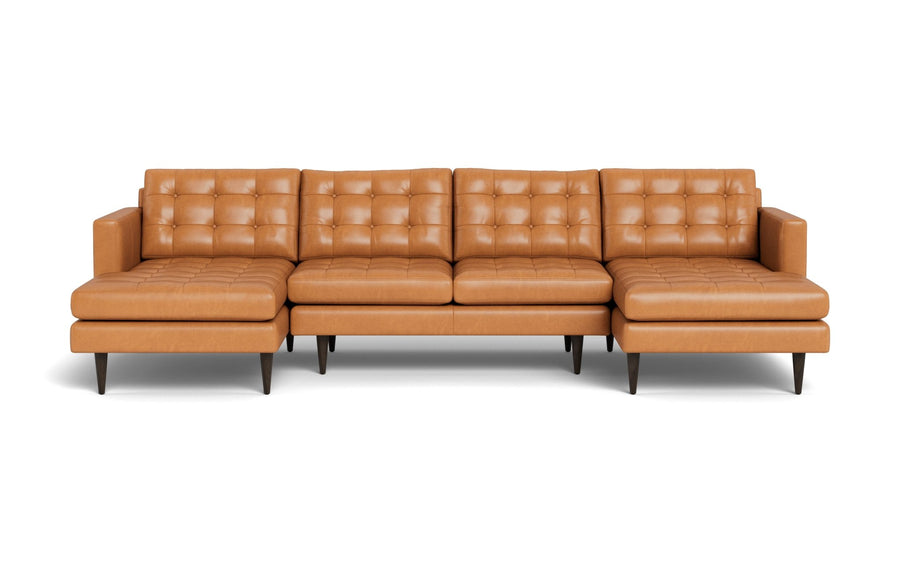 Wallace 126" Leather Double Chaise U Sectional -
