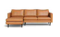 Wallace 98" Leather Untufted Left Chaise Sectional -