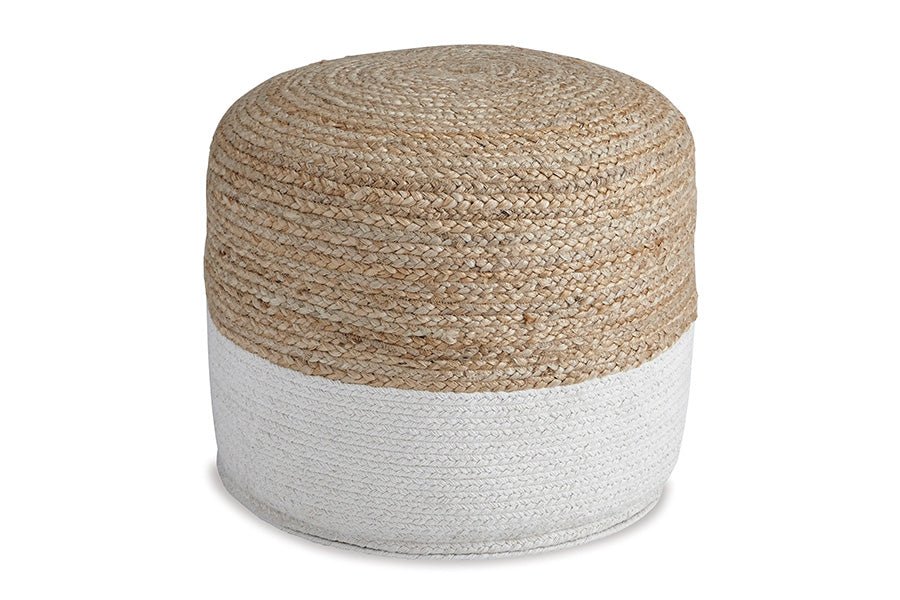Swanee White/Natural Round Pouf -