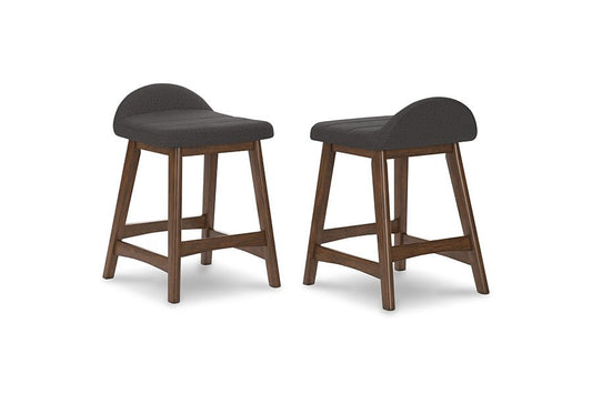 Lynn Charcoal Upholstered Counter Stools (Set of 2) -
