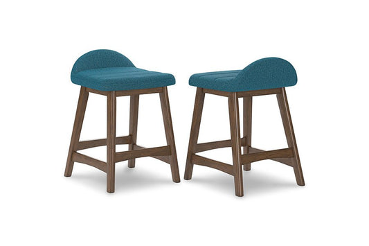 Lynn Blue Upholstered Counter Stools (Set of 2) -