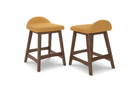 Lynn Mustard Upholstered Counter Stools (Set of 2) -
