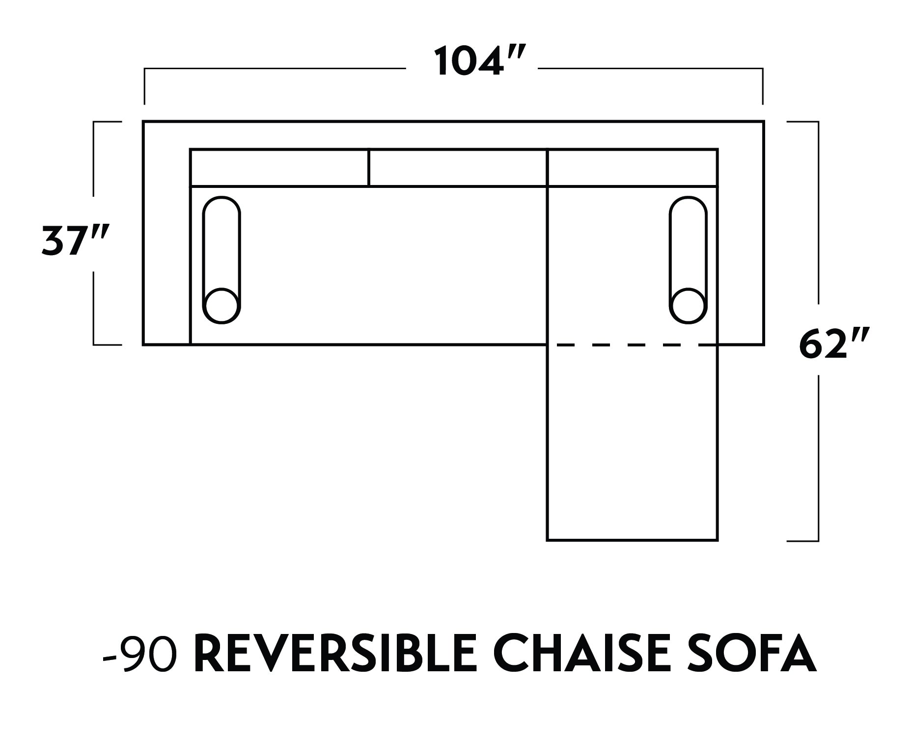 Ladybird 104" Leather Reversible Sofa Chaise -