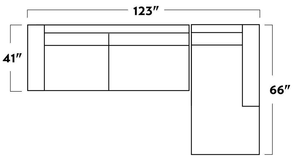 Mesa 123" Leather Right Chaise Sectional -