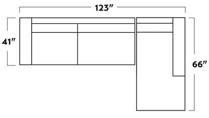 Mesa 123" Leather Right Chaise Sectional -