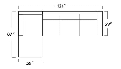 Track 121" Leather Left Chaise Sectional -