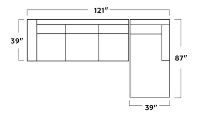 Track 121" Leather Right Chaise Sectional -