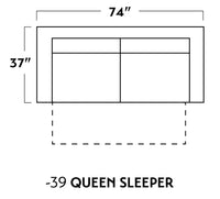 Wallace 74" Untufted Queen Sleeper Sofa Elliot Celadon Quick Ship -