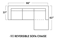 Wallace 98" Untufted Reversible Chaise Sofa Superb Amethyst Quick Ship -