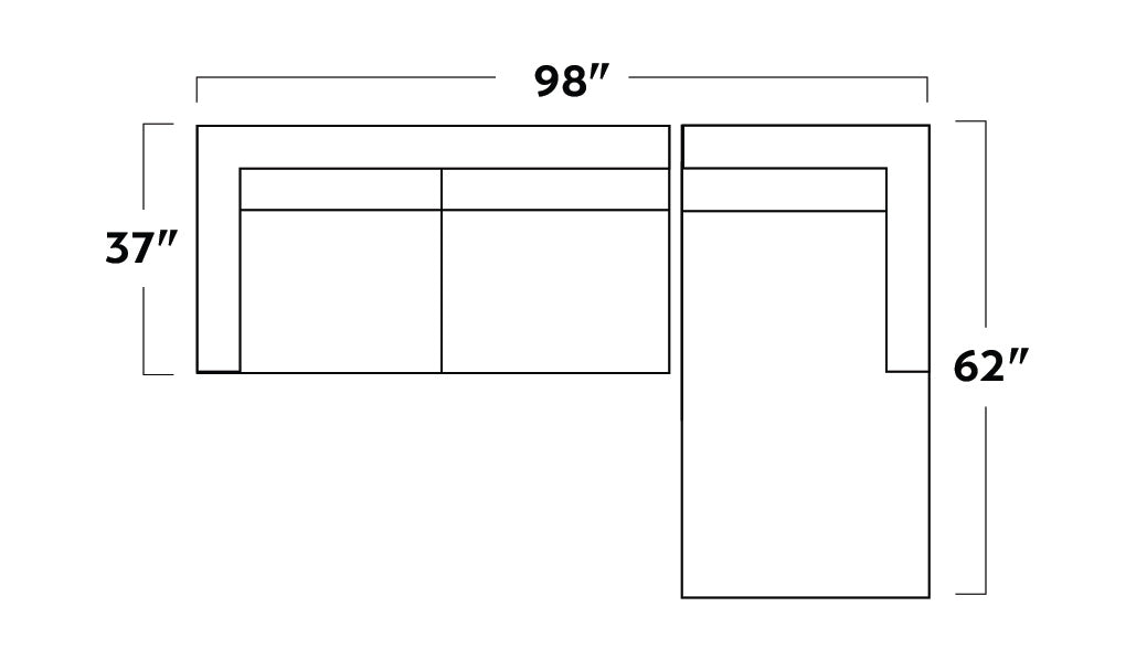 Wallace 98" Leather Untufted Right Chaise Sectional -